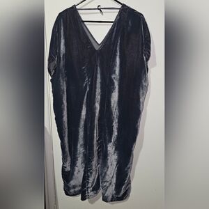 World Market Crushed Velvet Kaftan Lounge Dress One Size Charcoal Gray